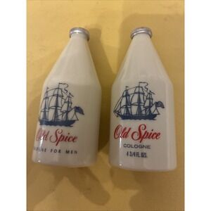 Two Vintage Old Spice Cologne Bottles 4.3/4 Ounce Both Different Empty No Top